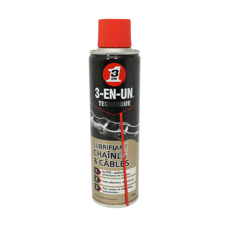 LUBRIFIANT 3-EN-UN PTFE POUR CHAINE ET CABLE (AEROSOL 250 ML)