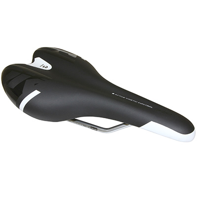 SELLE NEWTON ROUTE-VTT KINETIC NOIR DECO BLANC-NOIR 260X140MM RAIL CROMOLY ARGENT