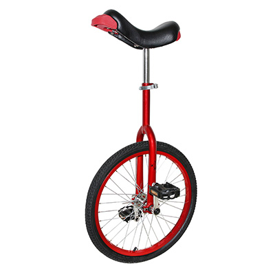 MONOCYCLE 20" ROUGE TIGE DE SELLE REGLABLE (ROUE ALU)