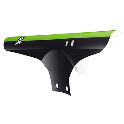 GARDE BOUE VTT AV VELOX COLORI NOIR-VERT FIXATION FOURCHE RILSAN