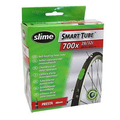 CHAMBRE A AIR VELO 700 X 28-32 SLIME VALVE PRESTA OBUS DEMONTABLE AVEC LIQUIDE ANTI-CREVAISON