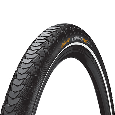 PNEU VTT URBAIN - VAE 27.5 X 1.60 CONTINENTAL CONTACT PLUS NOIR TR (42-584) RENFORT 5MM HOMOLOGUE VAE E50 FLANC REFLEX