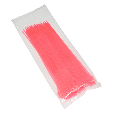 COLLIER DE SERRAGE NYLON TYPE RILSAN 2,5X200MM ROSE FLUO (VENDU PAR 100)  -P2R-