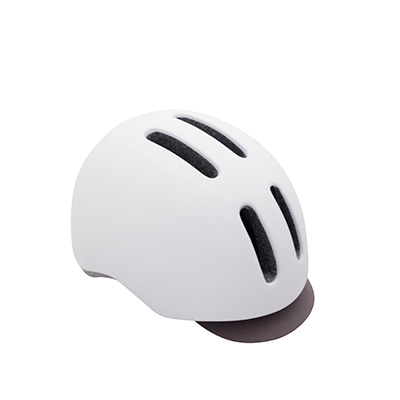 CASQUE VELO CITY ADULTE POLISPORT COMMUTER IN-MOLD BLANC MAT AVEC VISIERE GRISE TAILLE 54-58 SYSTEM QUICK LOCK AVEC LUMIERE INTEGREE