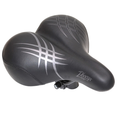 SELLE NEWTON CITY STRACE PHOENIX FEMME RELAXED NOIR 255X225MM AVEC CHARIOT RAIL ACIER NOIR AVEC AMORTISSEUR