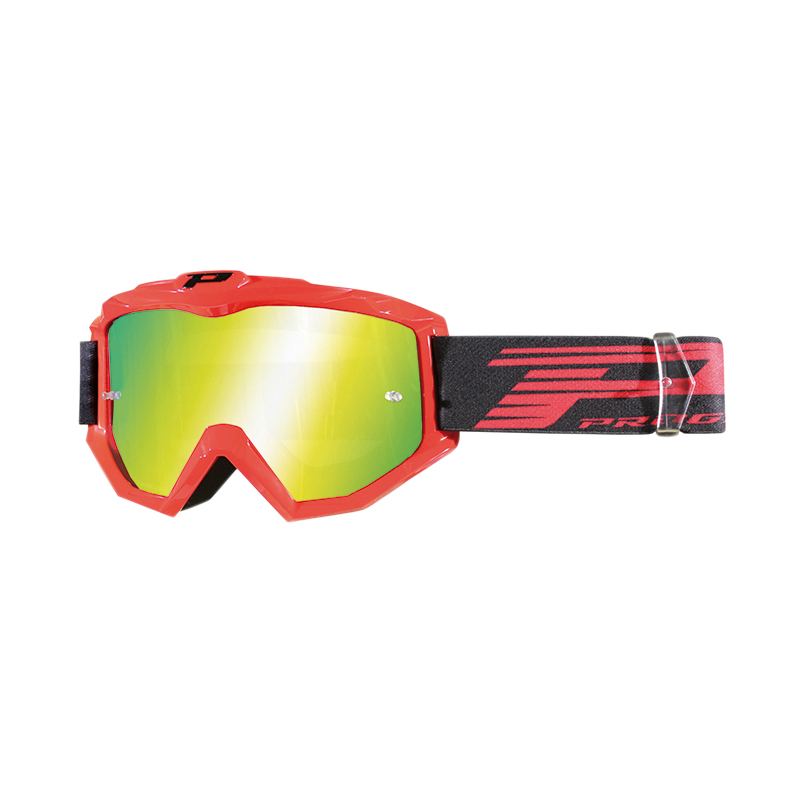 MASQUE-LUNETTES CROSS PROGRIP 3201 FL ATZAKI MULTILAYERED ROUGE-NOIR ECRAN MIROIR JAUNE ANTI-RAYURES-ANTI U.V. COMPATIBLE AVEC PORT LUNETTES DE VUE (HOMOLOGUE CE-EN AC-12072 REV.1)