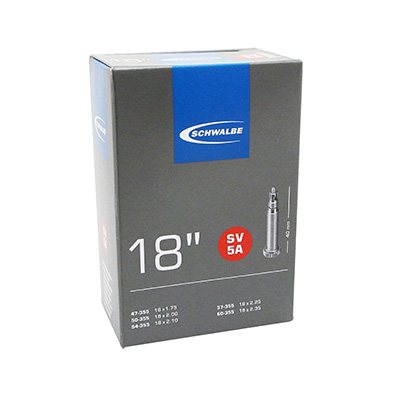 CHAMBRE A AIR VELO 450 X 55A - 18" SCHWALBE VALVE PRESTA TOUT ALU (47-355 à 60-355) (SV5A)