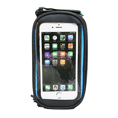 SACOCHE DE CADRE-POTENCE VELO SMARTPHONE POUR TELEPHONE PORTABLE - I-PHONE FIXATION A VELCRO (19.5X10X9CM)