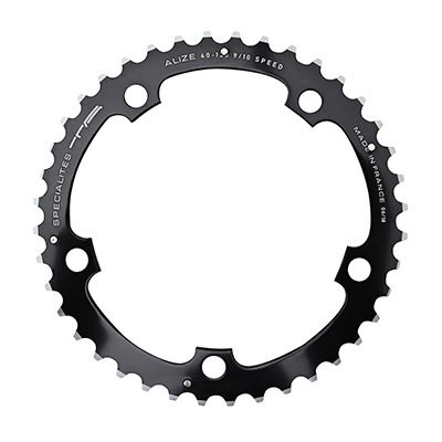 PLATEAU ROUTE 5BRA D.130 TA ALIZE TRIPLE 38DTS MILIEU NOIR ALU 7075 TYPE SHIMANO 8-9-10V.