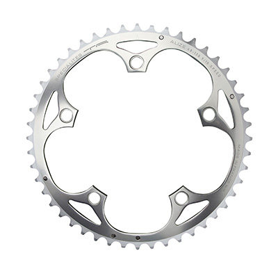 PLATEAU ROUTE 5BRA D.130 TA ALIZE 52DTS EXTERIEUR ARGENT ALU 7075 TYPE SHIMANO 8-9-10V.