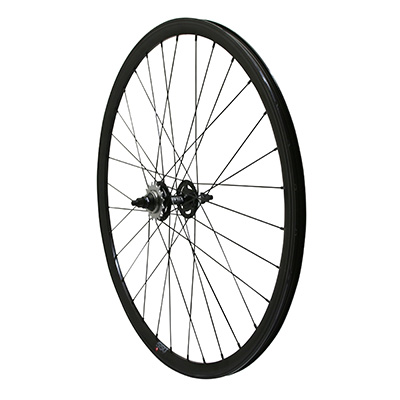 ROUE ROUTE - FIXIE PATIN P2R NOIR ARRIERE DOUBLE FILETAGE AVEC PIGNON 16DTS AVEC ECROUS JANTE 17C PROFIL 28MM