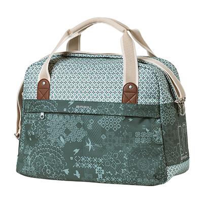 SAC A MAIN VELO BASIL BOHEME 18L VERT FORET FIXATION RAPIDE HOOK-ON SUR PORTE BAGAGE AVANT-ARRIERE (44X17X31CM)