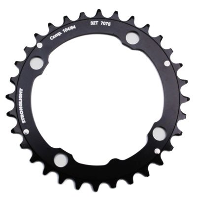 PLATEAU VTT 4BRA D.104 STRONGLIGHT TRIPLE 32DTS MILIEU NOIR ALU - EPAISSEUR 4MM 8-9V.