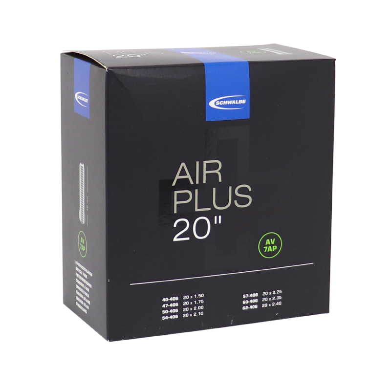 CHAMBRE A AIR VELO 20 X 1.50-2.35 SCHWALBE AIR PLUS RENFORCE VALVE ALU STANDARD (40-406 à 54-428) (AV7AP)