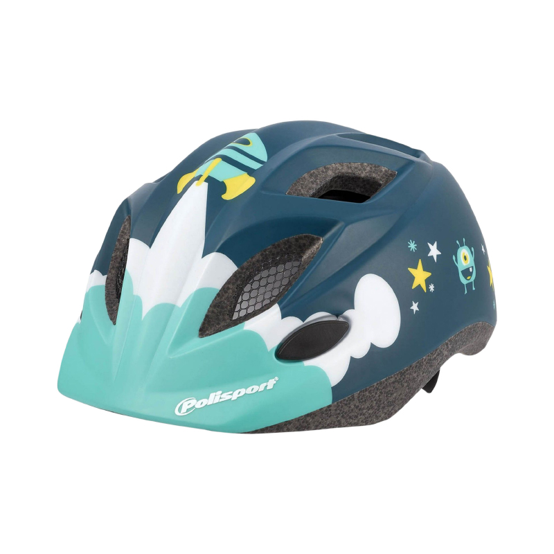 CASQUE VELO ENFANT POLISPORT  SPACESHIP BLEU MAT TAILLE 48-52CM AVEC MOLETTE (VENDU SUR CARTE)