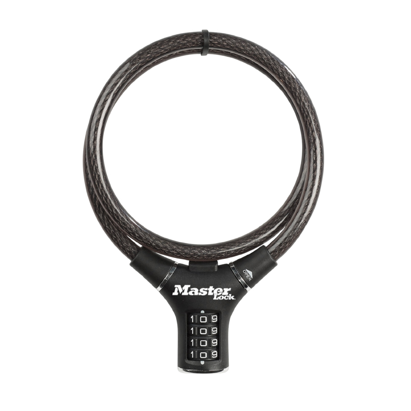 ANTIVOL VELO - TROTTINETTE CABLE A COMBINAISON MASTERLOCK DIAM 12 MM L 90 CM NOIR - NIVEAU SECURITE 7