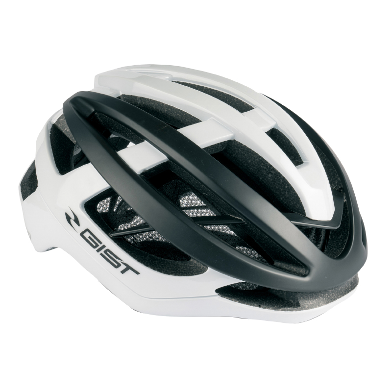 CASQUE VELO ADULTE GIST ROUTE SONAR BLANC-NOIR FULL IN-MOLD TAILLE 54-59 REGLAGE MOLETTE