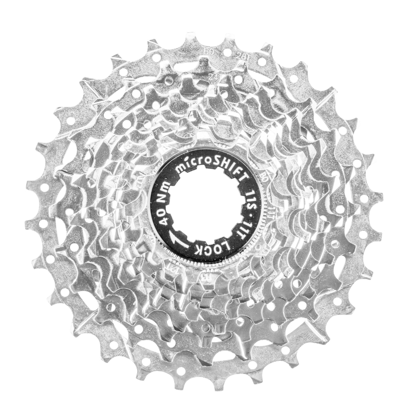 CASSETTE 11V. MICROSHIFT 11-28 POUR SHIMANO-SRAM ROUTE ARGENT (VENDU A L UNITE)   (11-12-13-14-15-16-17-19-21-24-28)