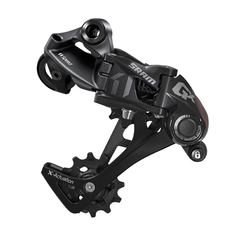 DERAILLEUR VTT ARRIERE SRAM 11V. GX CHAPE LONGUE NOIR-ROUGE MONO PLATEAU