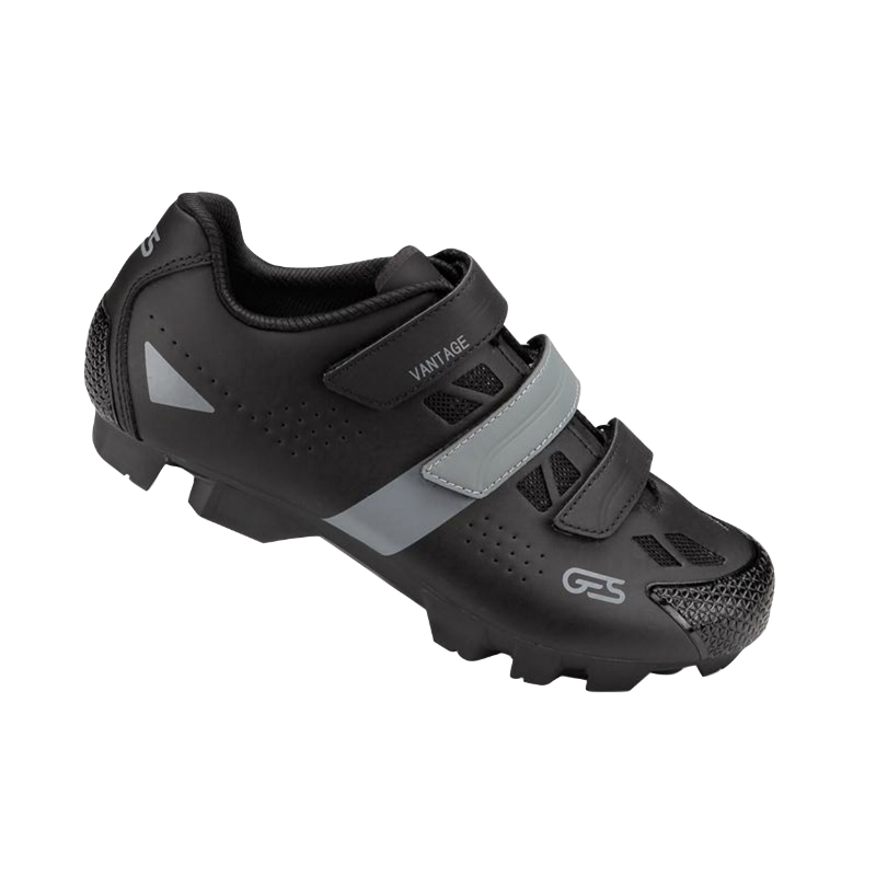 CHAUSSURE VTT GES VANTAGE2 NOIR-GRIS T40 FIXATION 3 VELCROS COMPATIBLE SPD (PAIRE)