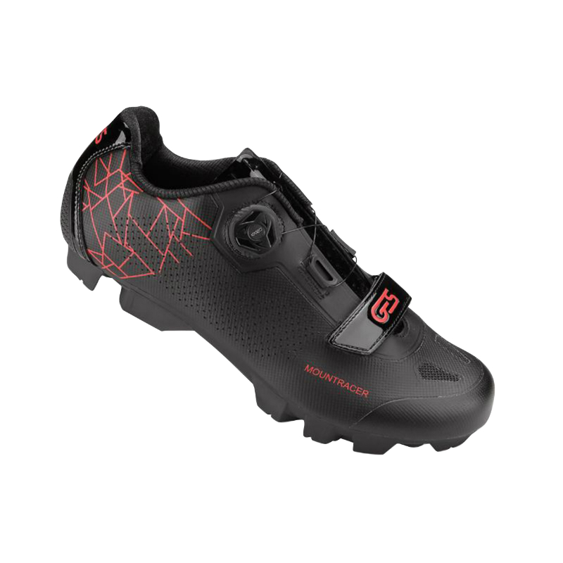 CHAUSSURE VTT GES MOUNTRACER2 NOIR-ROUGE T40 FIXATION MICROCLIP ATOP-VELCRO COMPATIBLE SPD (PAIRE)