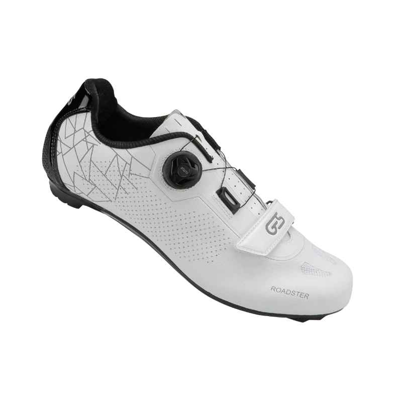 CHAUSSURE ROUTE GES ROADSTER2 BLANC T38 FIXATION MICROCLIP ATOP-VELCRO COMPATIBLE LOOK-SHIMANO (PAIRE)