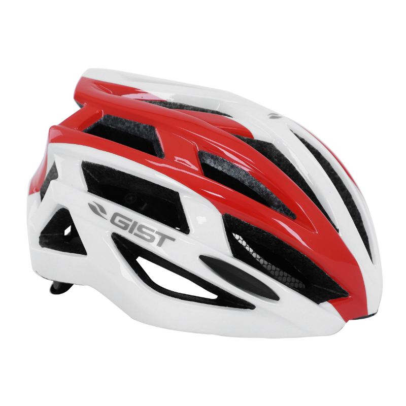 CASQUE VELO ADULTE GIST ROUTE PLANET BLANC-ROUGE IN-MOLD TAILLE 58-62 REGLAGE MOLETTE 212GRS