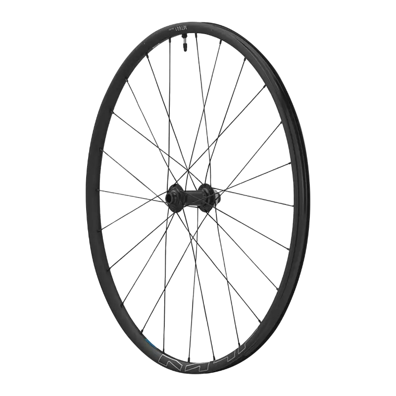 ROUE VTT DISQUE 29\" SHIMANO MT601 BOOST TUBELESS READY CENTERLOCK AVANT NOIR AXE TRAVERSANT 15-110 JANTE 25C