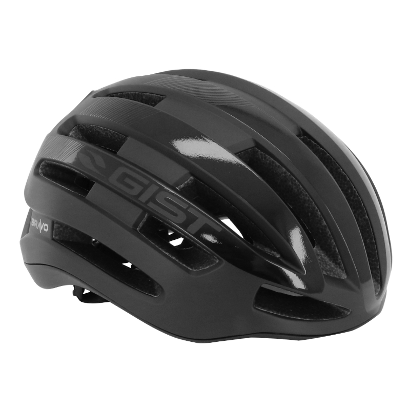 CASQUE VELO ADULTE GIST ROUTE BRAVO NOIR MAT-BRILLANT FULL IN-MOLD TAILLE 56-62 REGLAGE MOLETTE SERRAGE FIDLOCK