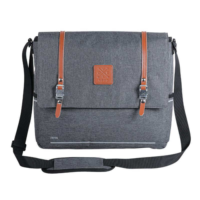 SACOCHE ARRIERE VELO LATERALE ZEFAL URBAN MESSENGER ETANCHE 11L  GRIS - (35X13X30CM) - FABRIQUE EN MATERIAU RECYCLE