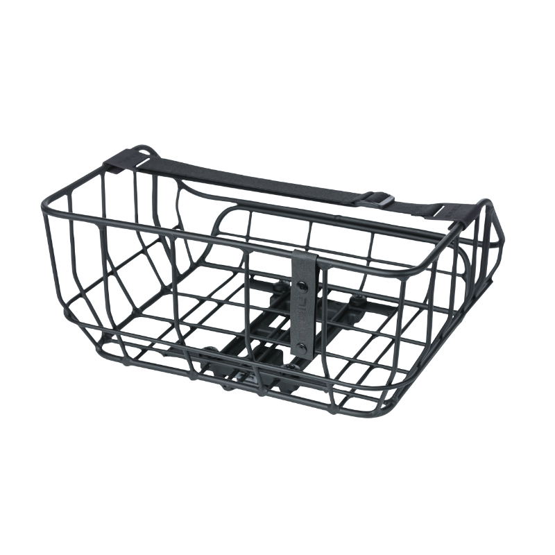 PANIER ARRIERE ALU BASIL PORTLAND NOIR COMPATIBLE SYSTEME MIK - (COMMANDER 157030 SI PAS FOURNI SUR LE VELO, AJOUTER 155681)