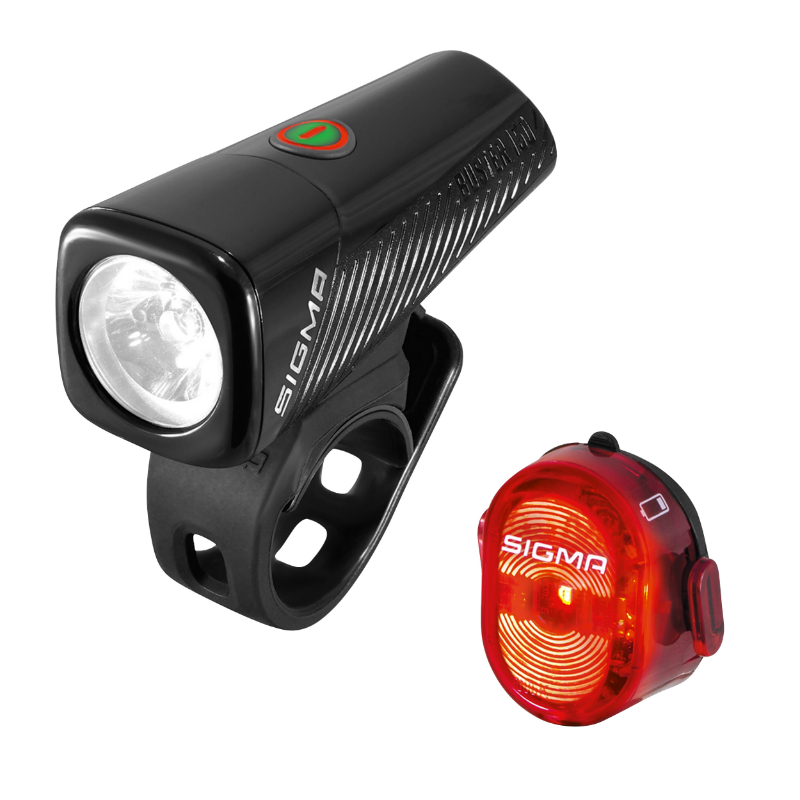 ECLAIRAGE VELO USB KIT SIGMA BUSTER 150 LUMEN -NUGGET II FLASH (AUTONOMIE AVANT 14H-ARRIèRE 8H) NOIR -  ADAPTE L\'ECLAIRAGE EN FONCTION DE LA LUMINOSITE