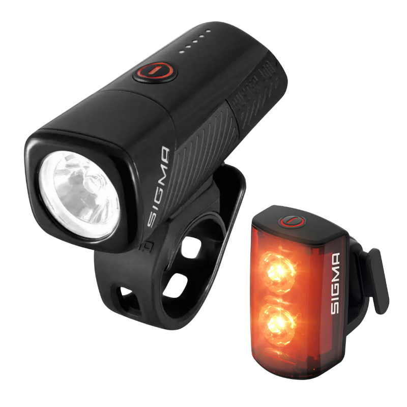 ECLAIRAGE VELO USB KIT SIGMA BUSTER 400 LUMEN -BUSTER RL80 (AUTONOMIE AVANT 9H-ARRIèRE 8H JUSQU'A 12H MODE FLASH) NOIR - HOMOLOGUE - ADAPTE L'ECLAIRAGE EN FONCTION DE LA LUMINOSITE