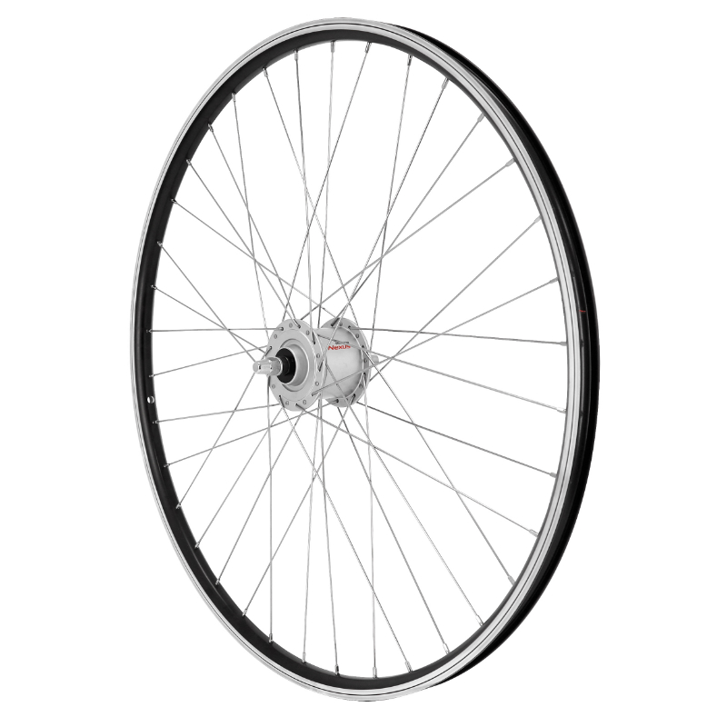 ROUE VTC PATIN 700 X 35 - 28" ER10 NOIR AVANT MOYEU ECROU SHIMANO ARGENT DYNAMO 6 VOLT-3W (ECLAIRAGE AVANT ET ARRIERE)  JANTE 19C