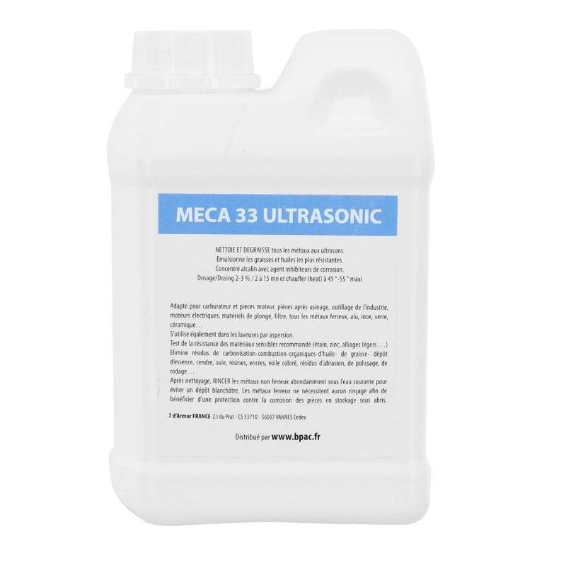 DETERGENT NETTOYEUR-BAC ULTRASONS PROFESSIONNEL MECA33 1L (PIECES MOTOS ET PIECES VELOS) (DILUTION 2%)