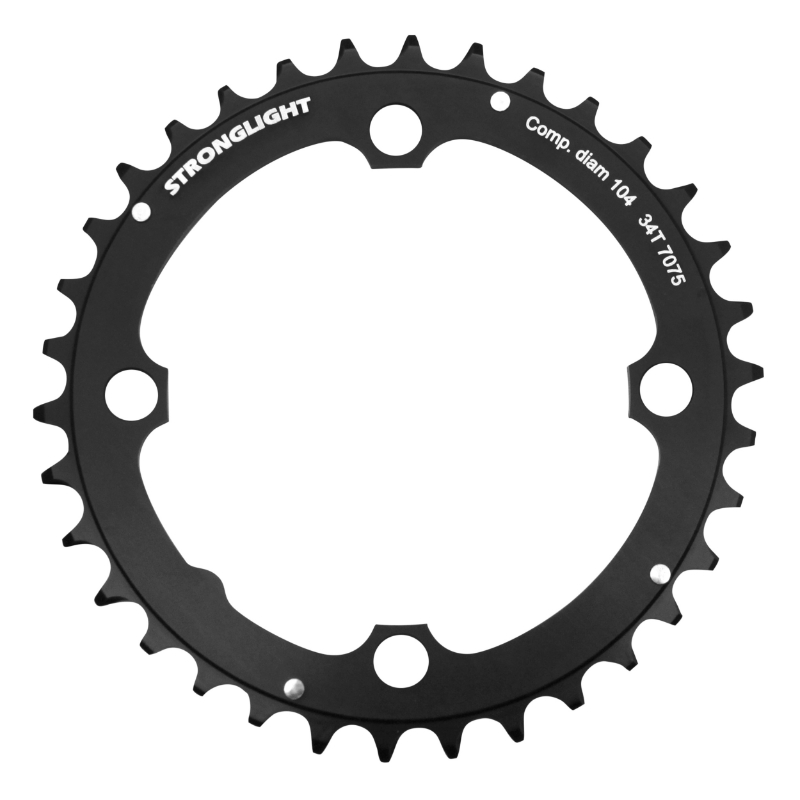 PLATEAU VTT 4BRA D.104 STRONGLIGHT TRIPLE 34DTS MILIEU NOIR ALU - EPAISSEUR 4MM 8-9V.