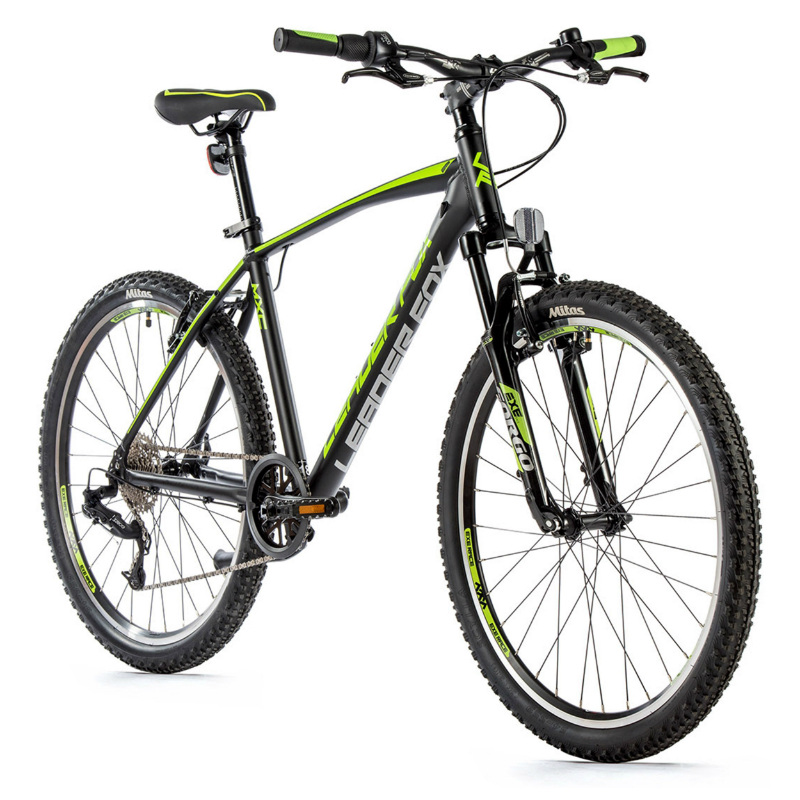 VELO MUSCULAIRE VTT 26 LEADER FOX MXC HOMME NOIR MAT-VERT 8V CADRE 18 POUCES (TAILLE ADULTE 170 à 178 CM)