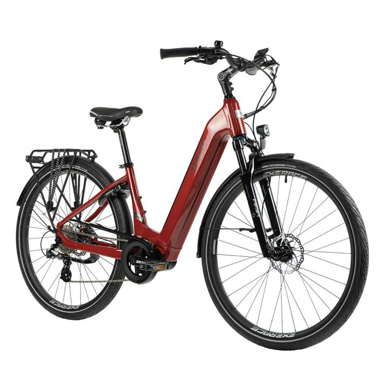 VELO ELECTRIQUE-VAE CITY 28 LEADER FOX SAGA MIXTE ROUGE TIGRE 8V MOTEUR CENTRAL BAFANG M300 36V 80NM BATTERIE 15AH (18'' - H46CM - TAILLE M - POUR ADULTE DE 168CM à 178CM)