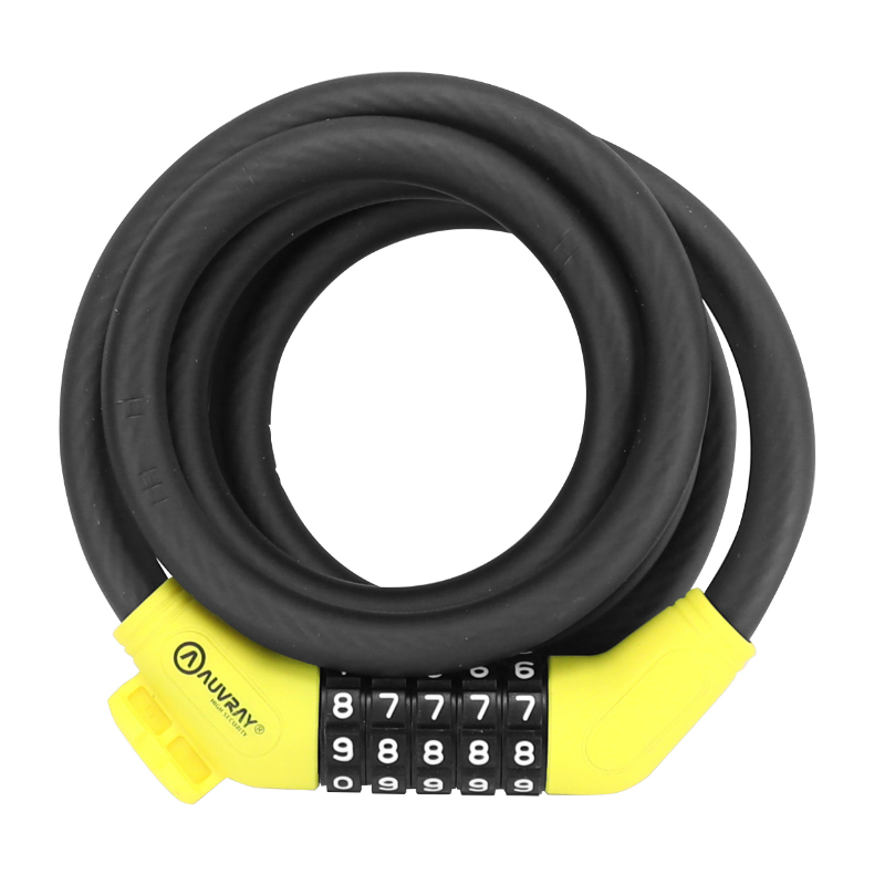 ANTIVOL VELO SPIRAL A COMBINAISON AUVRAY DIAM 12 MM LONG 1.50 M NOIR MAT (AVEC SUPPORT)