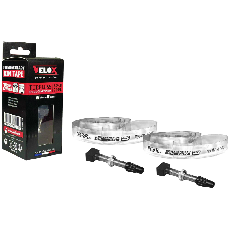 KIT CONVERSION VELOX TUBELESS ROUTE 700 X 21 MM AVEC 2 VALVES 55MM (PAR 2 EN BOITE)