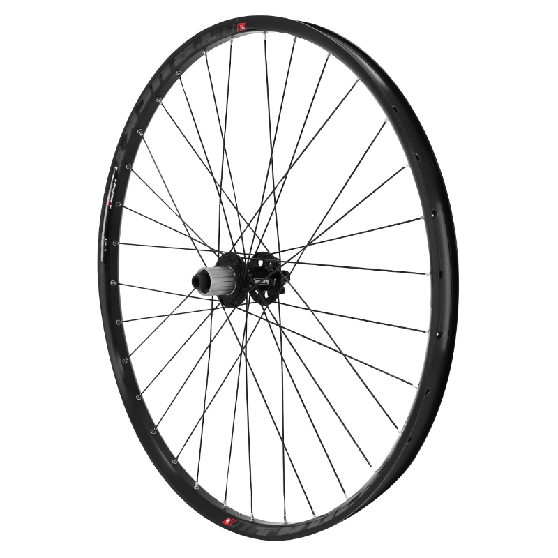 ROUE VTT DISQUE 29\" TRUCKY 30 TUBELESS READY ARRIERE NOIR MOYEU VELOX ROULEMENT DISQUE 6 TROUS 11-10V AXE TRAVERSANT 12-142 JANTE 30C 32 RAYONS