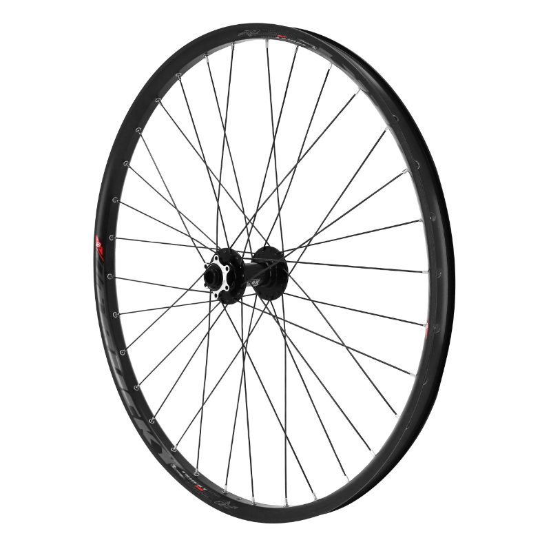 ROUE VTT DISQUE 27.5\" TRUCKY 30 BOOST TUBELESS READY AVANT TROUS NOIR MOYEU VELOX ROULEMENT DISQUE 6 TROUS AXE TRAVERSANT 15-110  JANTE 30C 32 RAYONS