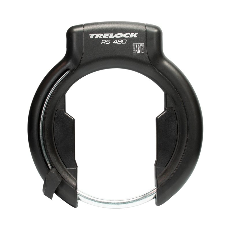 ANTIVOL VELO FER A CHEVAL TRELOCK RS480 NOIR AVEC FIXATION (FIXATION SUR CADRE LARGEUR DE 89MM à 112MM) ECART PNEU 75MM