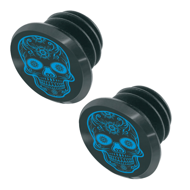 BOUCHON DE CINTRE VTT SWITCH SKULL NOIR-BLEU (SUR CARTE PAR 2)