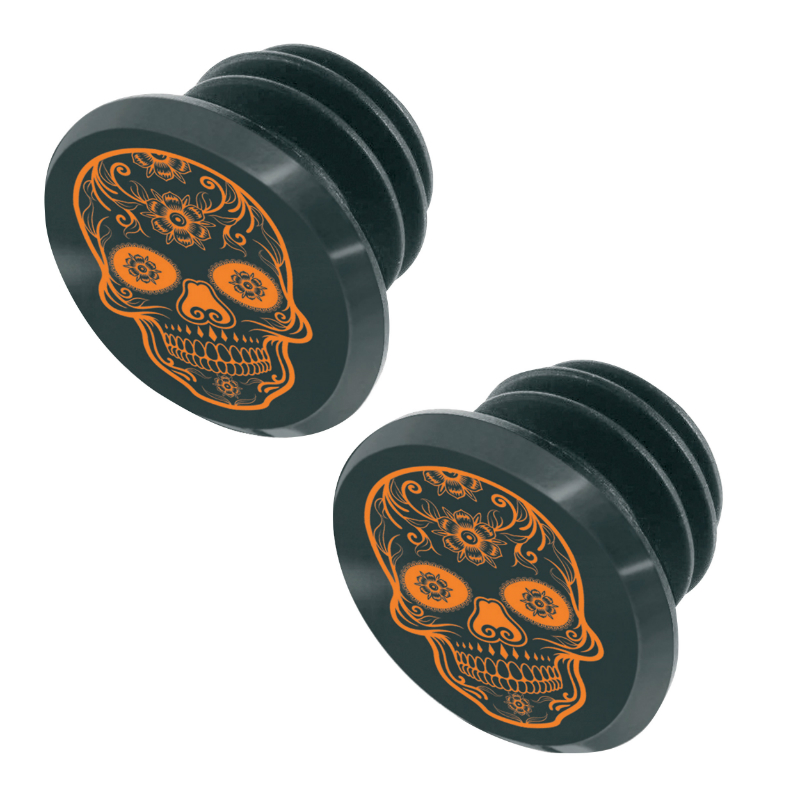 BOUCHON DE CINTRE VTT SWITCH SKULL NOIR-ORANGE (SUR CARTE PAR 2)