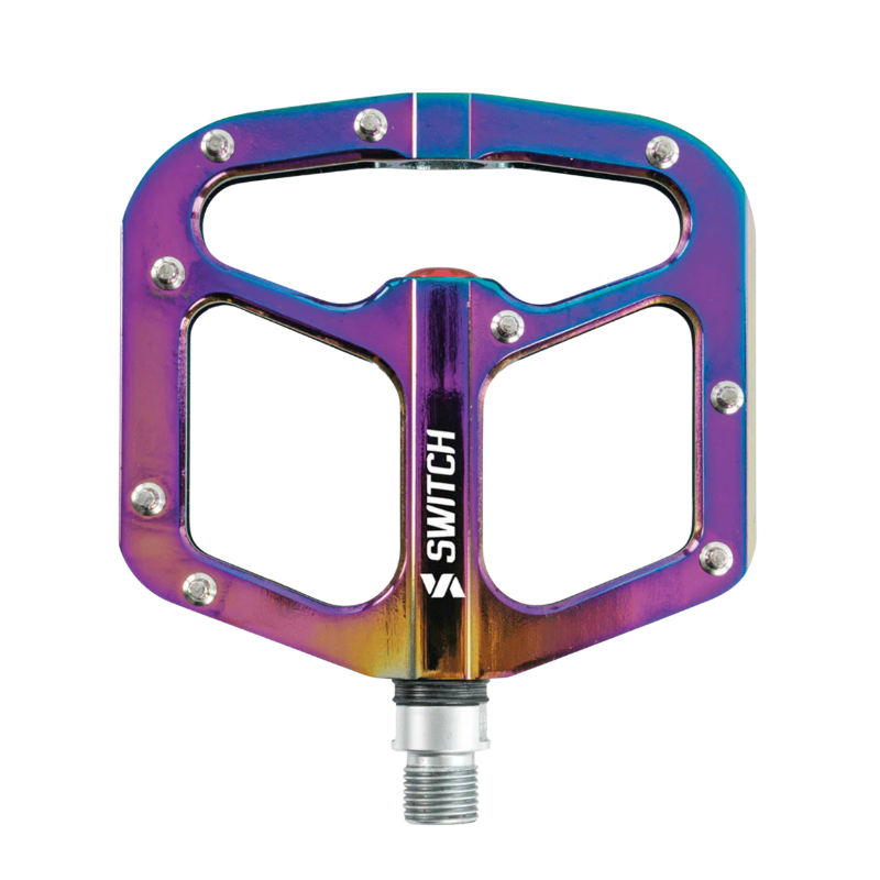 PEDALE VTT PLATEFORME DESCENTE - BMX SWITCH GAP ALU OIL  FILETAGE 9-16 AVEC PICOTS ARGENT (PAIRE)