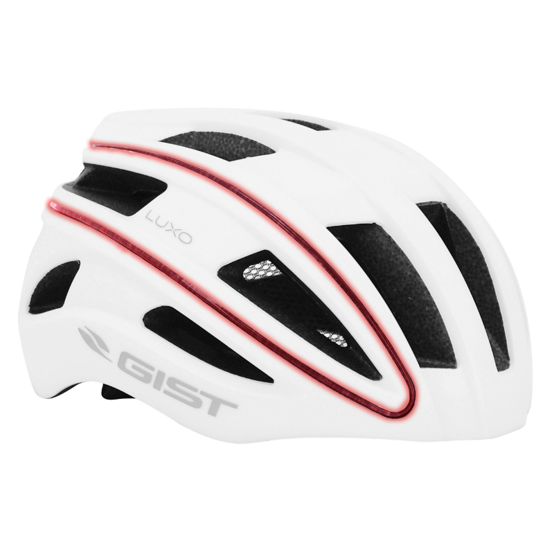 CASQUE VELO ADULTE GIST URBAIN LUXO BLANC IN-MOLD AVEC ECLAIRAGE USB 360° TAILLE 56-62 REGLAGE MOLETTE