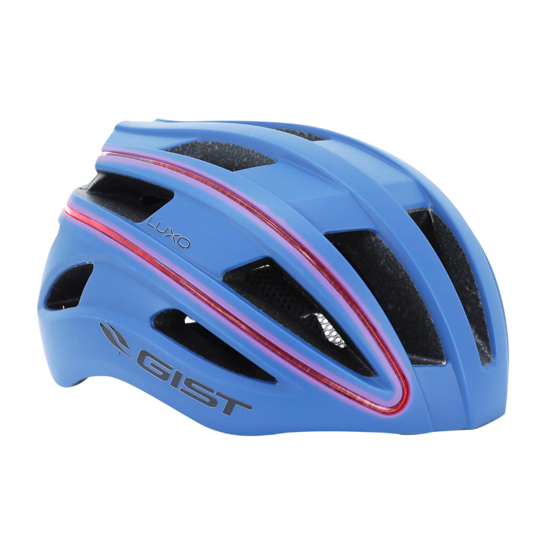 CASQUE VELO ADULTE GIST URBAIN LUXO BLEU OPAQUE IN-MOLD AVEC ECLAIRAGE USB 360° TAILLE 52-58 REGLAGE MOLETTE