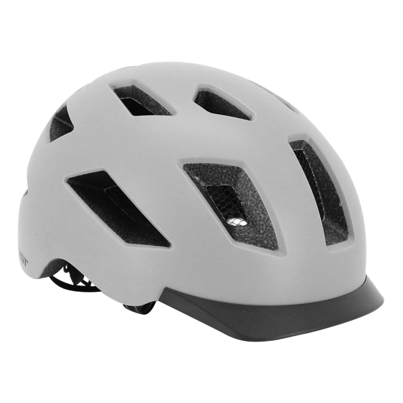 CASQUE VELO ADULTE GIST URBAIN SMART GRIS IN-MOLD AVEC ECLAIRAGE ARRIERE TAILLE 52-58 REGLAGE MOLETTE - LUMIERE VISIBLE A 200M