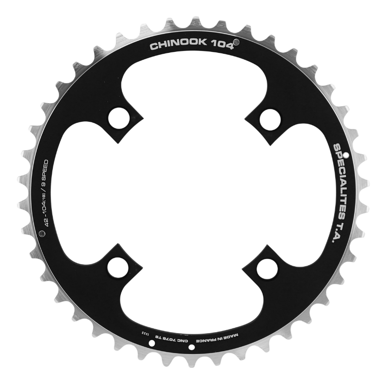 PLATEAU VTT 4BRA D.104 TA CHINOOK TRIPLE 42DTS EXTERIEUR NOIR ALU POUR SHIMANO - SRAM - RACE FACE - FSA 8-9V.